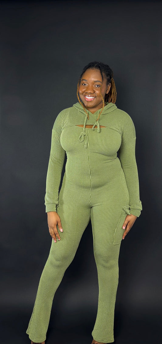 Ivy Jumpsuit Set - Olive