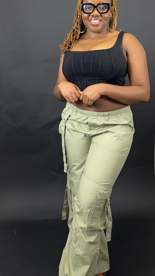 Kyra Midrise Cargo Pants in light olive GlamGyul Apparel
