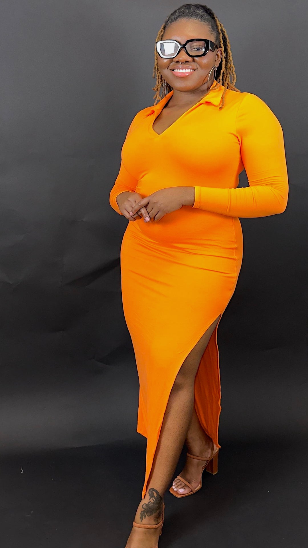 Eva Slitted Maxi Dress - Orange