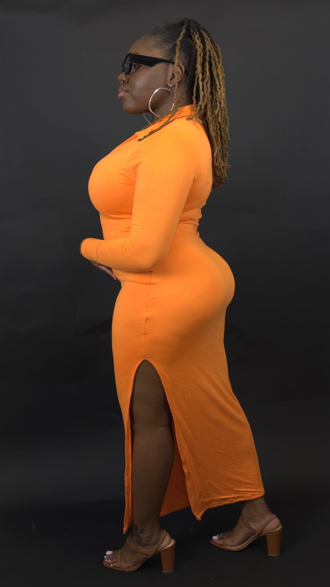 Eva Slitted Maxi Dress - Orange