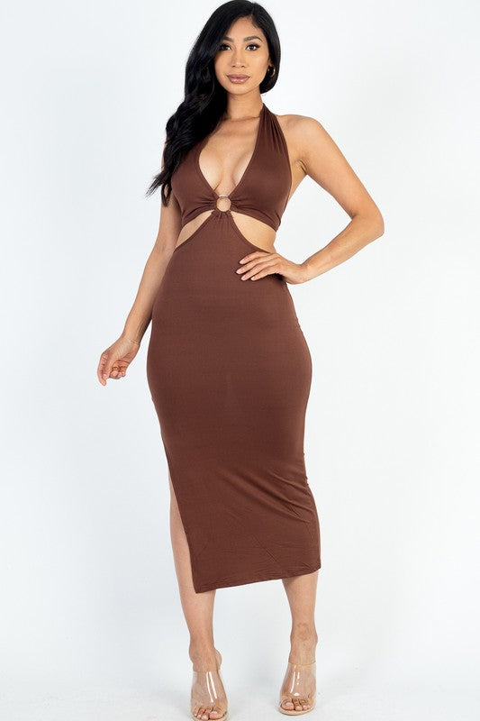 Leila Halter Dress - Brown