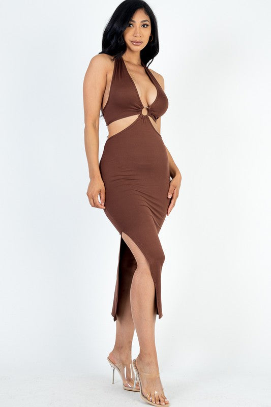 Leila Halter Dress - Brown