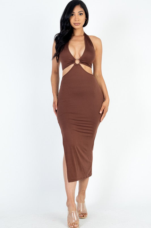 Leila Halter Dress - Brown