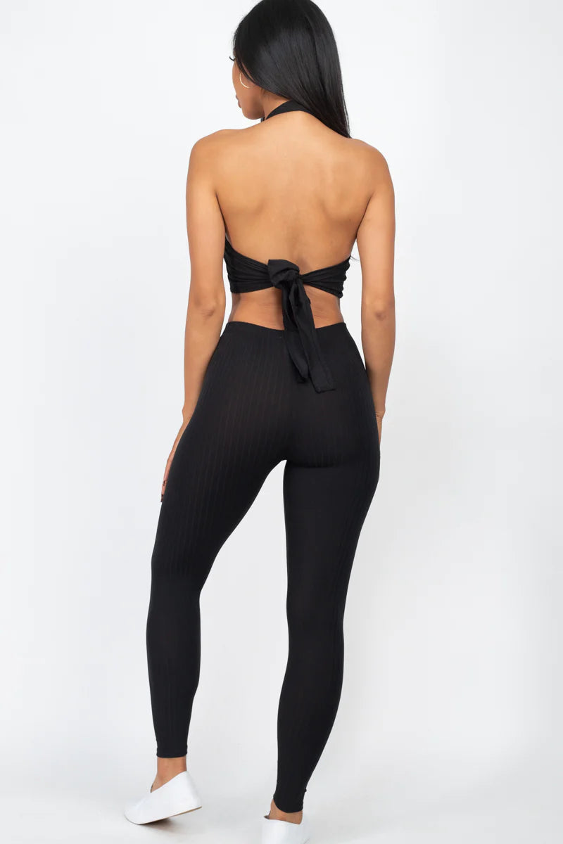 Alina Ribbed Set - Black