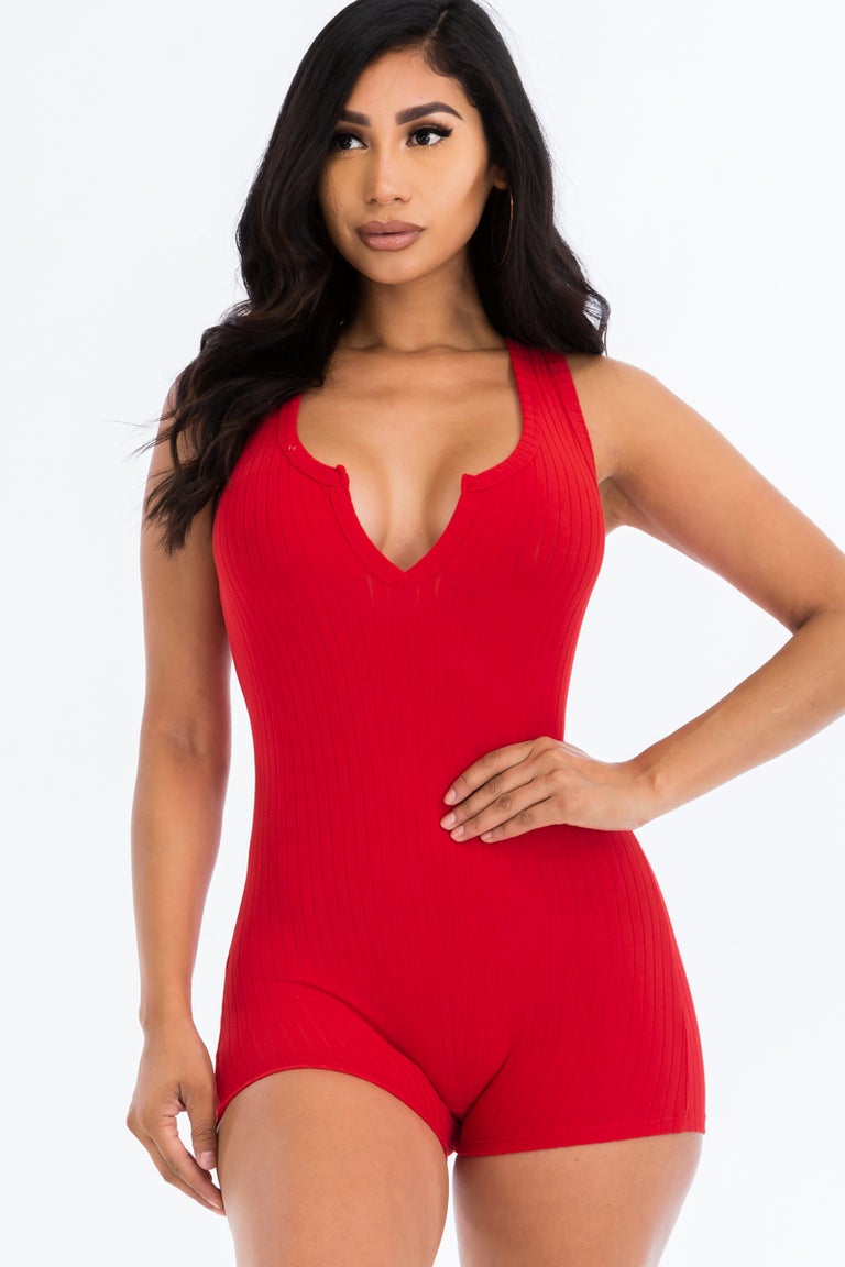 Miley Sleeveless Romper - Red