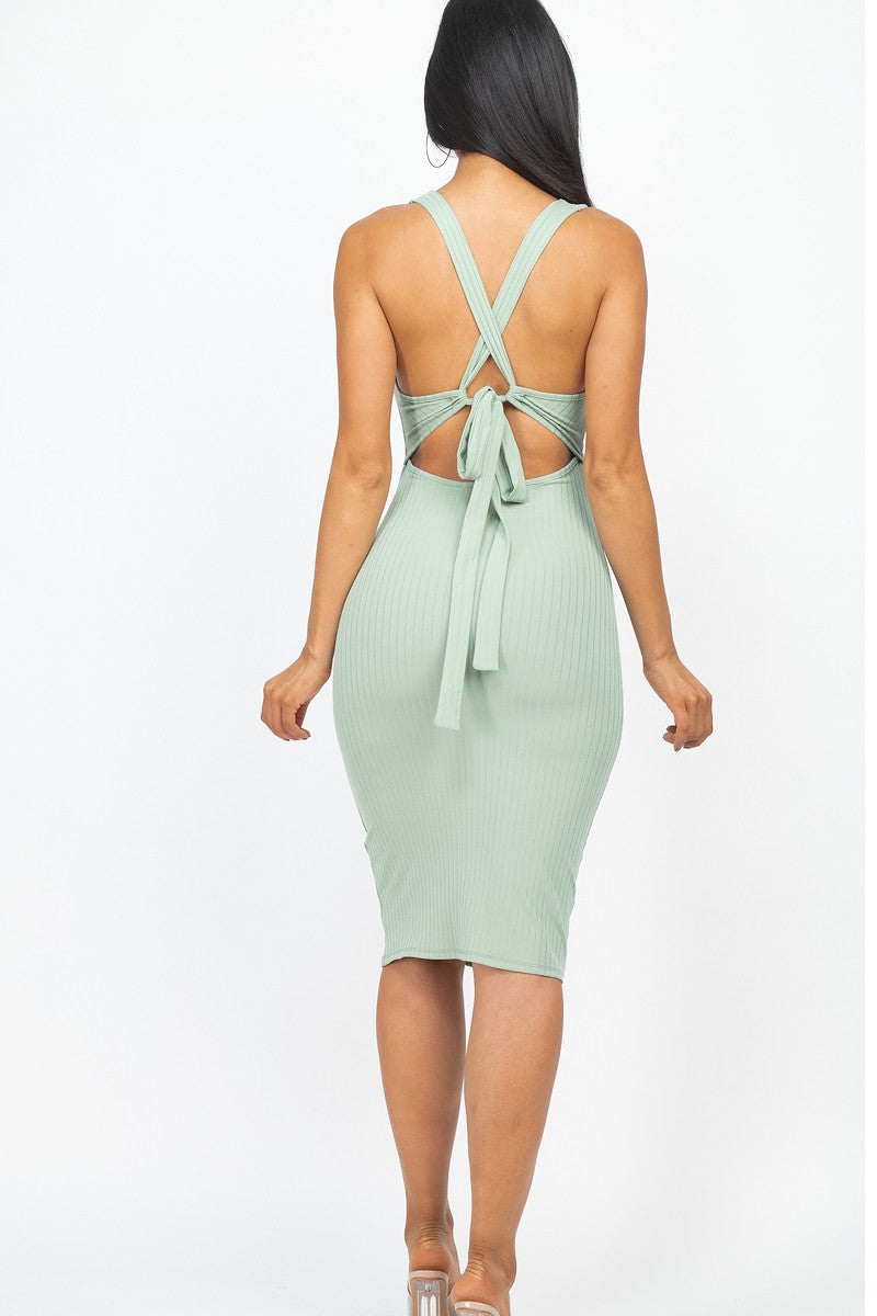 Dina Ribbed Dress - Green