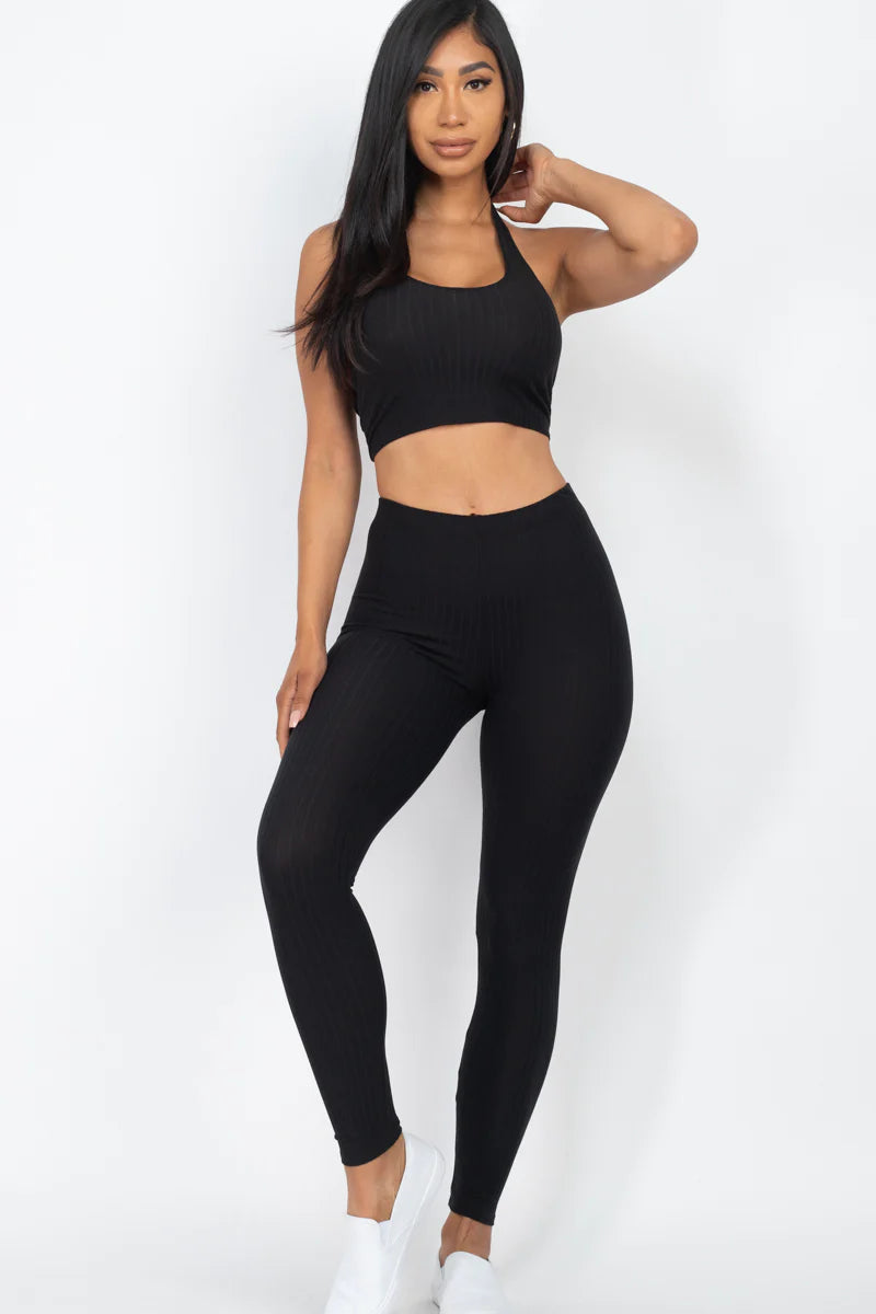 Alina Ribbed Set - Black