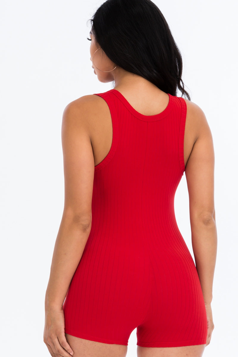 Miley Sleeveless Romper - Red