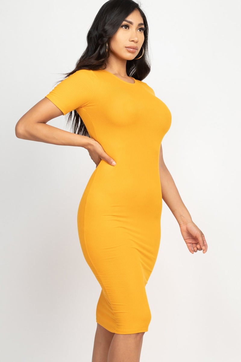 Nicky Ribbed Midi Dress - Olive Green